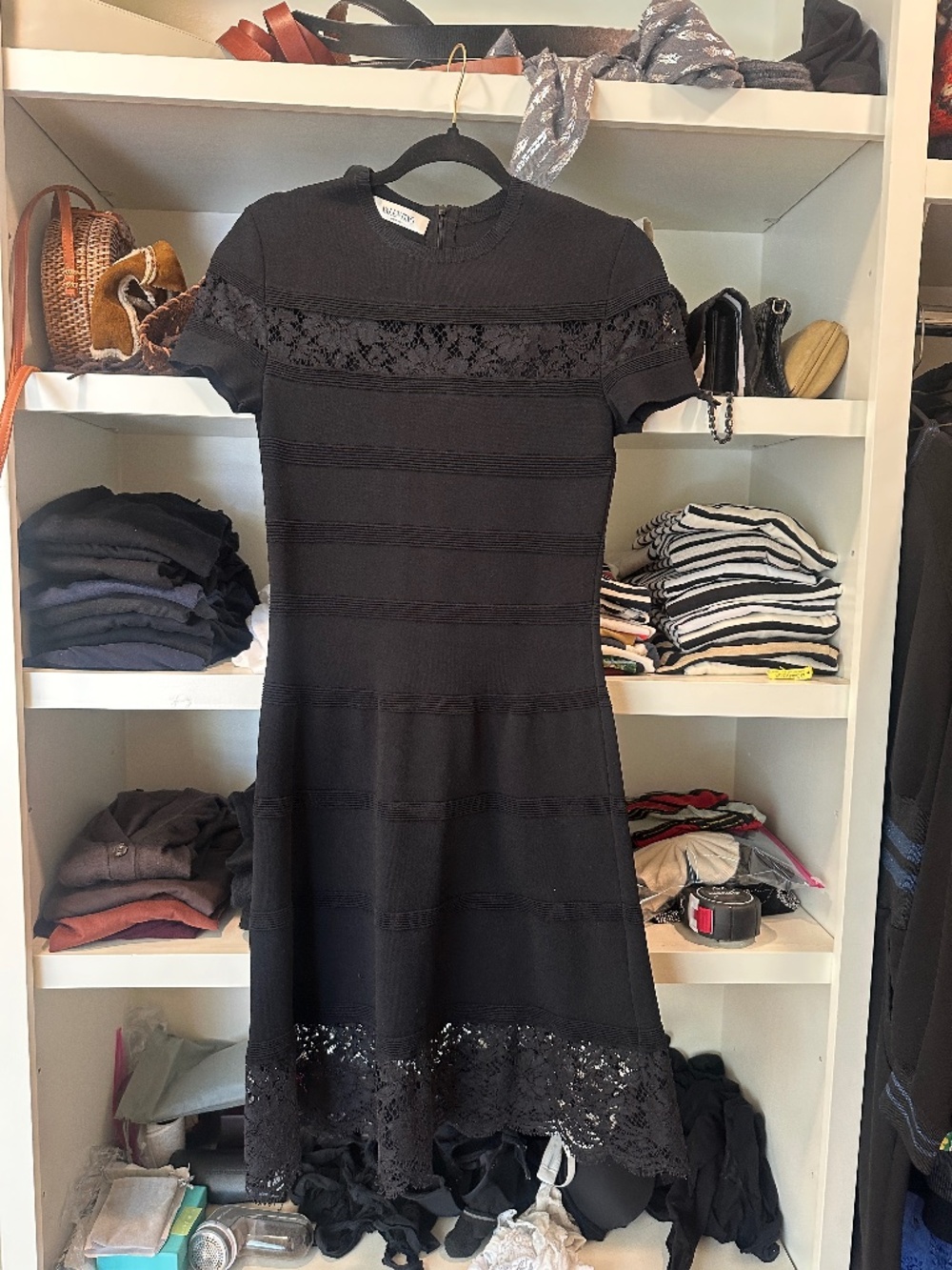 Valentino black dress with lace detail